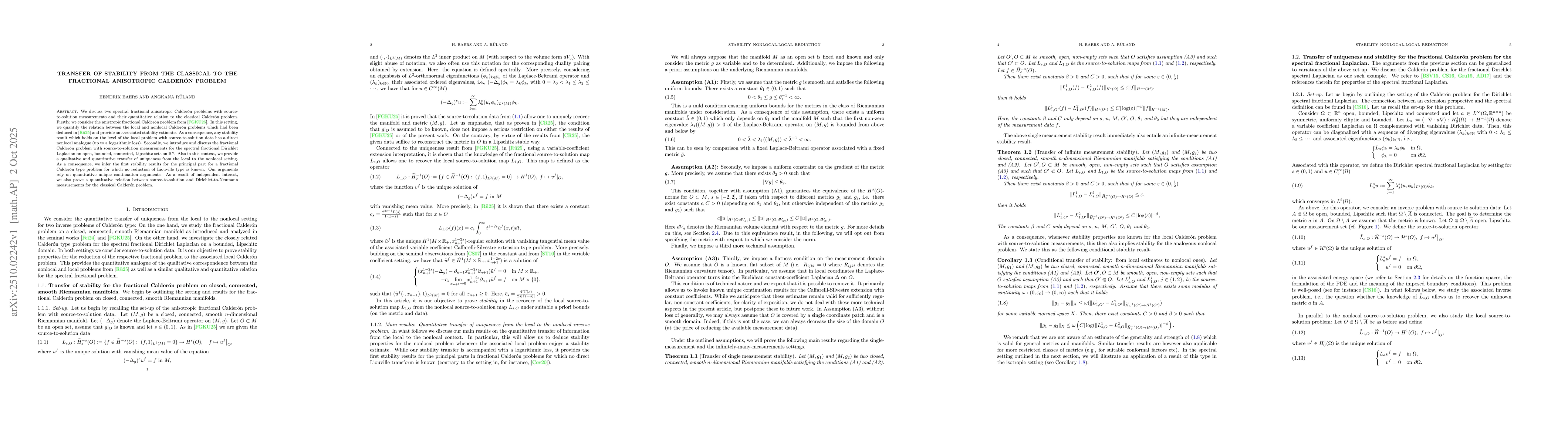 Thumbnail for Transfer of Stability from the Classical to the Fractional Anisotropic
  Calderón Problem