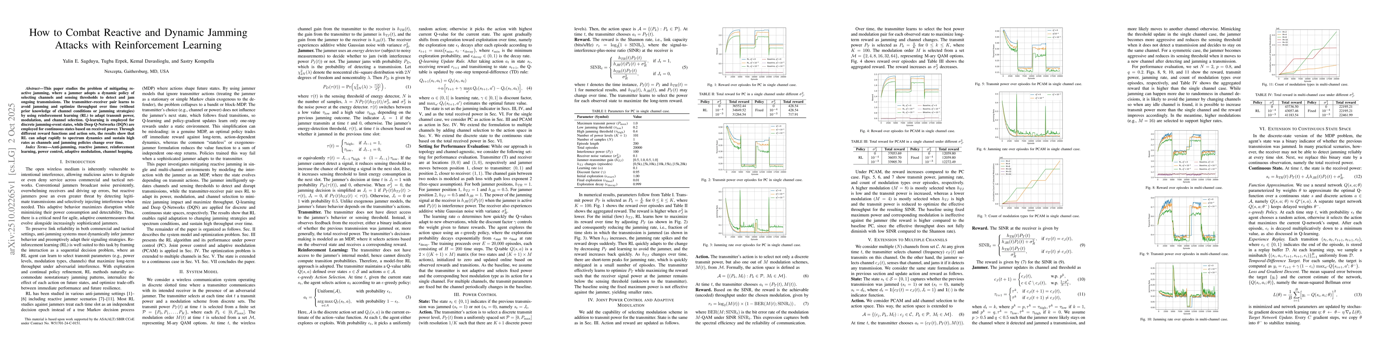 Thumbnail for How to Combat Reactive and Dynamic Jamming Attacks with Reinforcement
  Learning