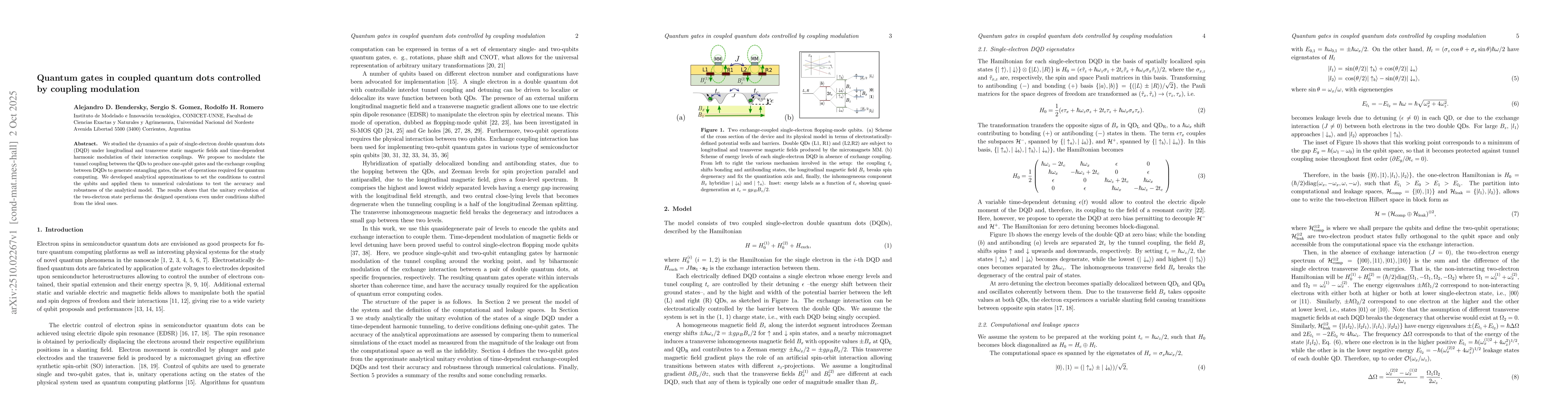 Thumbnail for Quantum gates in coupled quantum dots controlled by coupling modulation