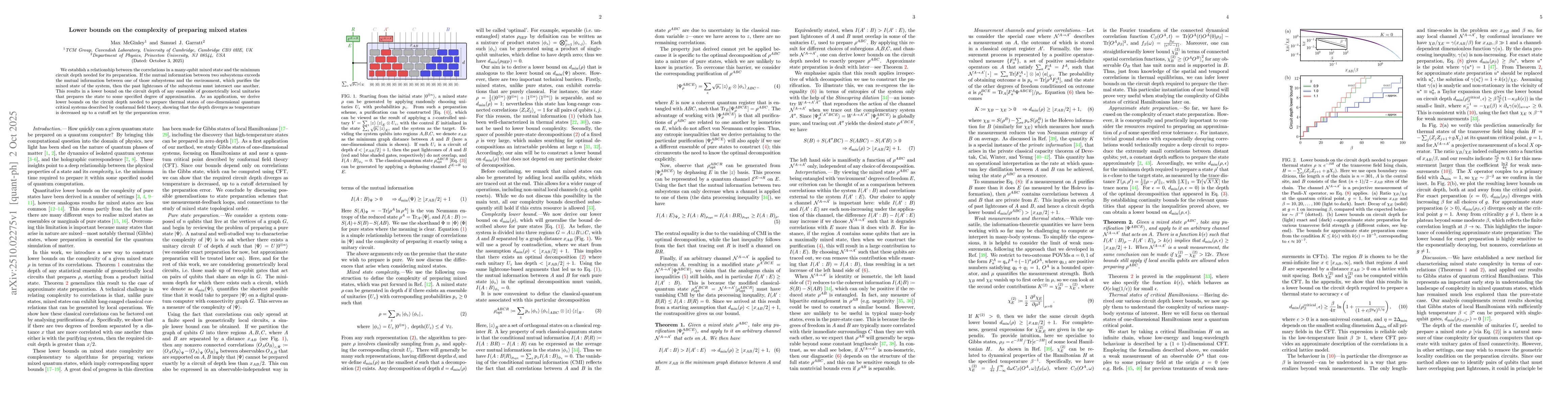 Thumbnail for Lower bounds on the complexity of preparing mixed states