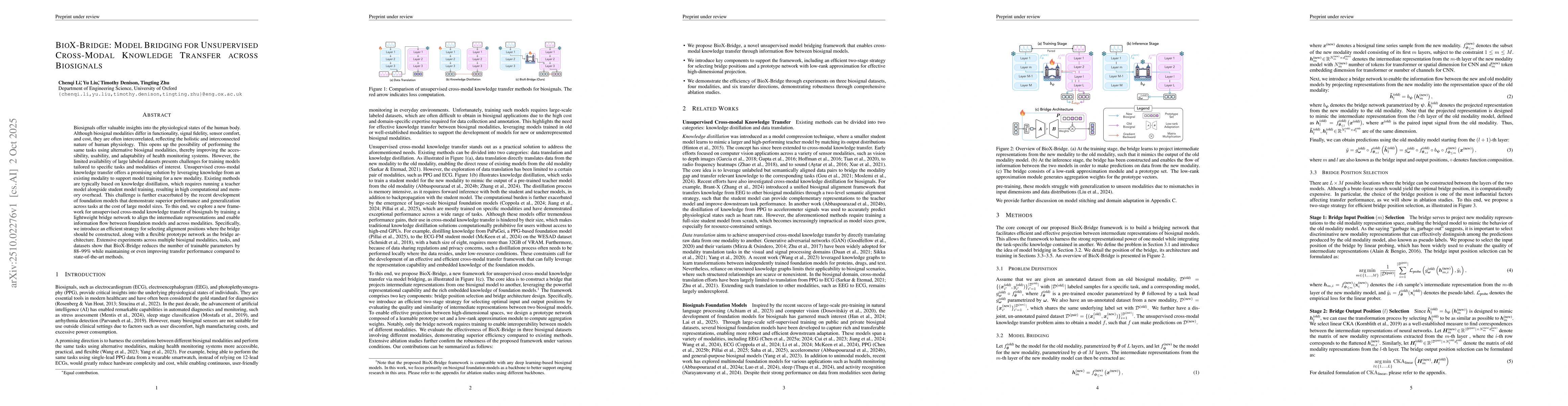 Thumbnail for BioX-Bridge: Model Bridging for Unsupervised Cross-Modal Knowledge
  Transfer across Biosignals