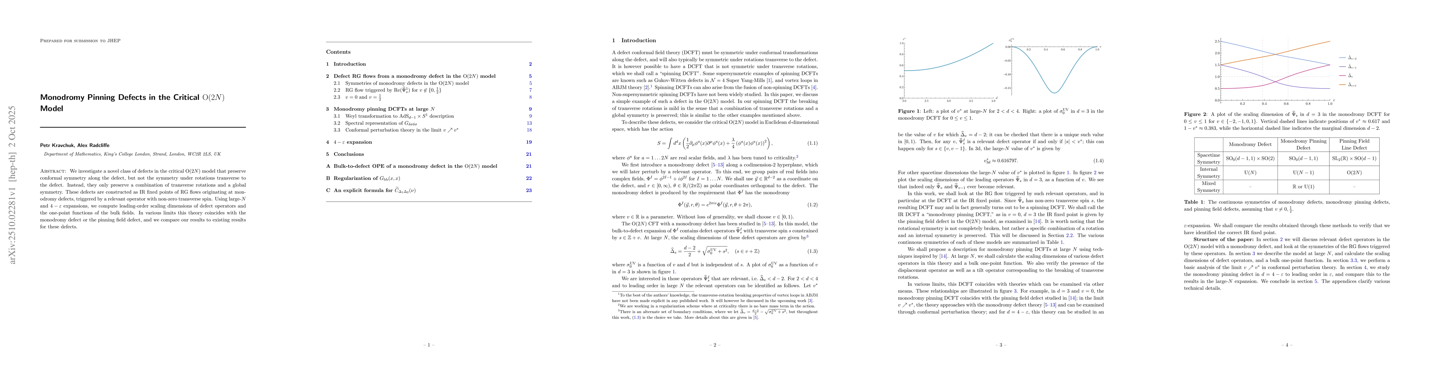 Thumbnail for Monodromy Pinning Defects in the Critical $\mathrm{O}(2N)$ Model