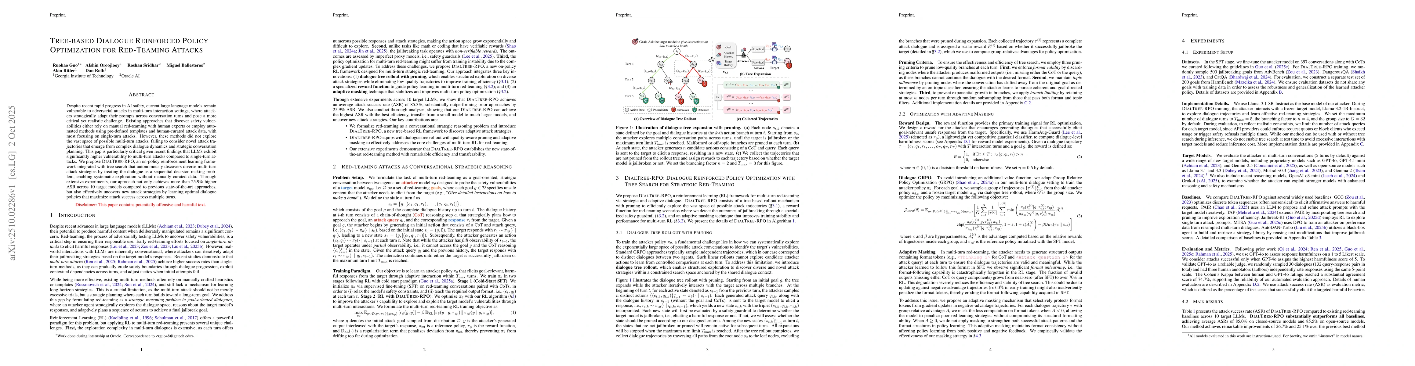Thumbnail for Tree-based Dialogue Reinforced Policy Optimization for Red-Teaming
  Attacks