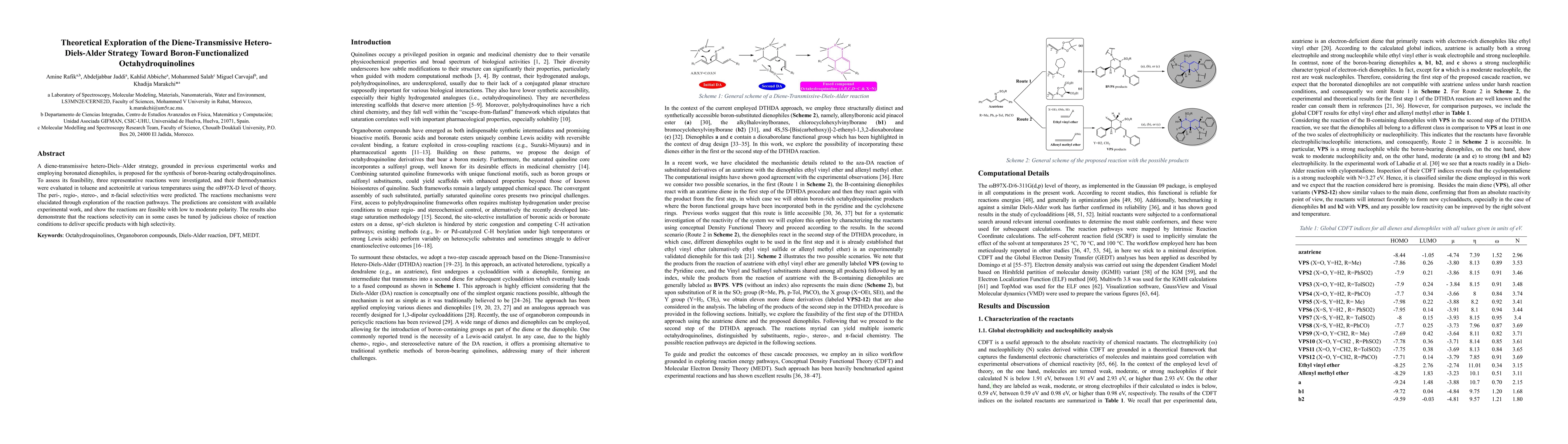 Thumbnail for Theoretical Exploration of the Diene-Transmissive Hetero-Diels-Alder
  Strategy Toward Boron-Functionalized Octahydroquinolines