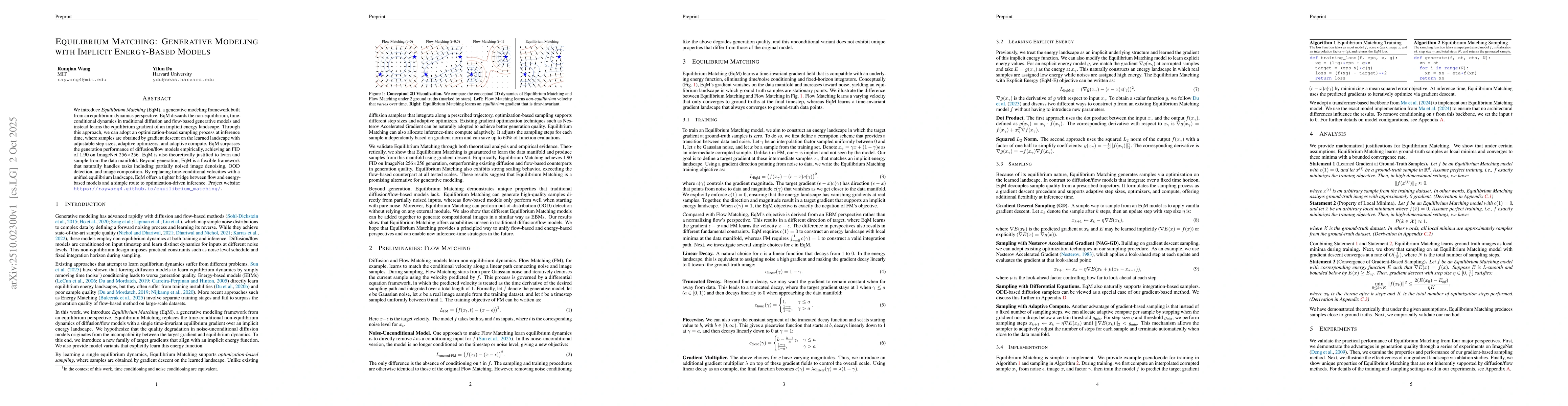 Thumbnail for Equilibrium Matching: Generative Modeling with Implicit Energy-Based
  Models