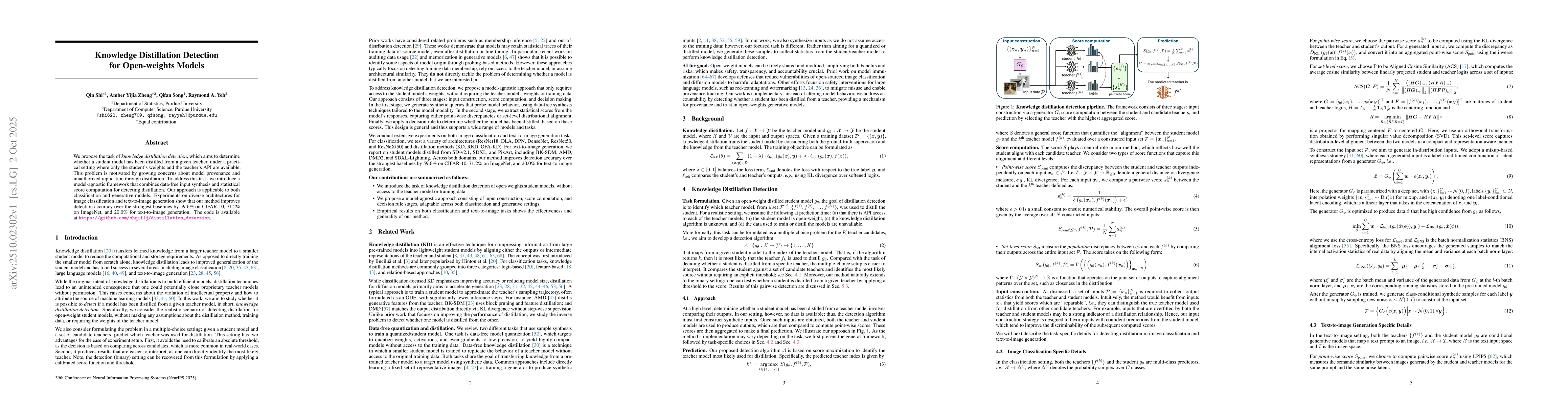 Thumbnail for Knowledge Distillation Detection for Open-weights Models