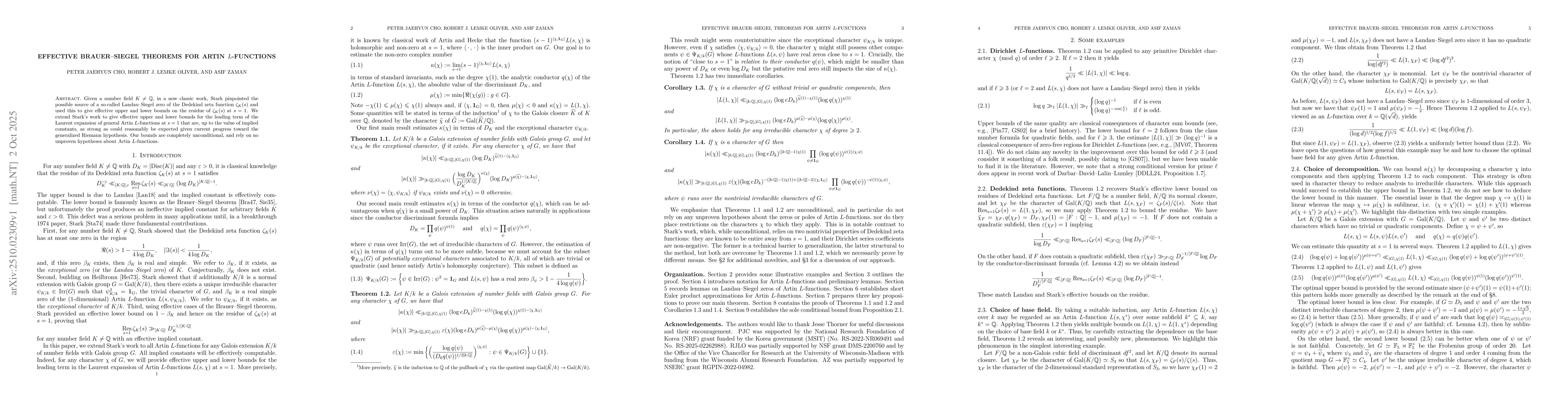 Thumbnail for Effective Brauer-Siegel theorems for Artin $L$-functions