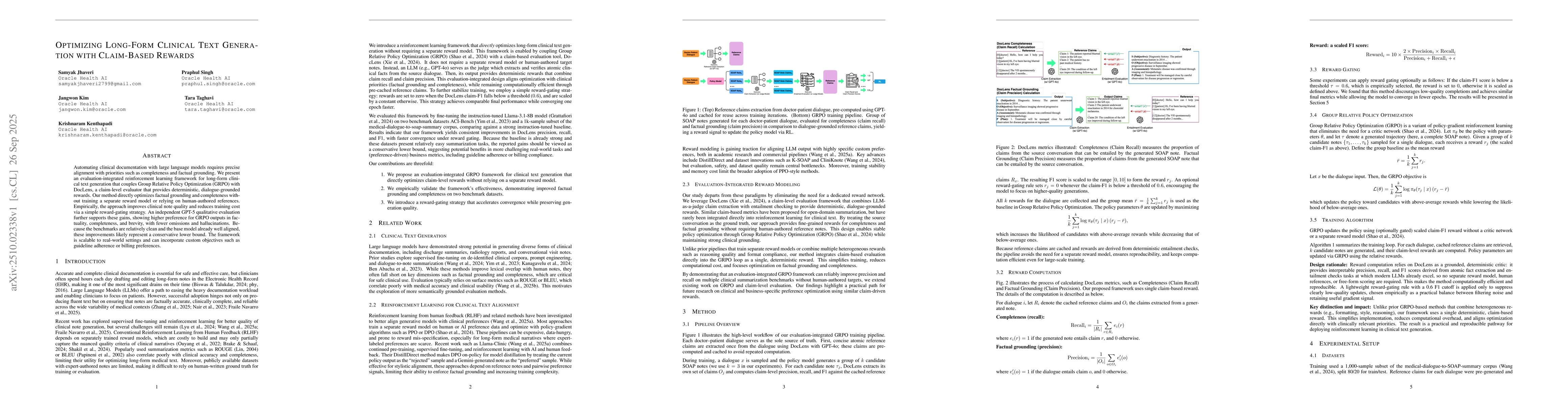 Thumbnail for Optimizing Long-Form Clinical Text Generation with Claim-Based Rewards