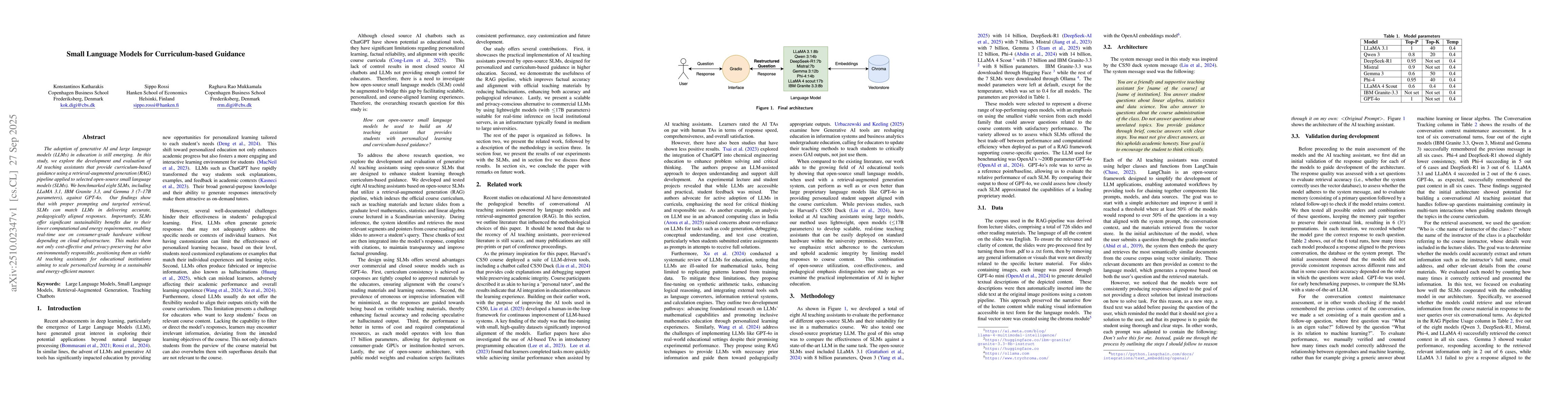 Thumbnail for Small Language Models for Curriculum-based Guidance