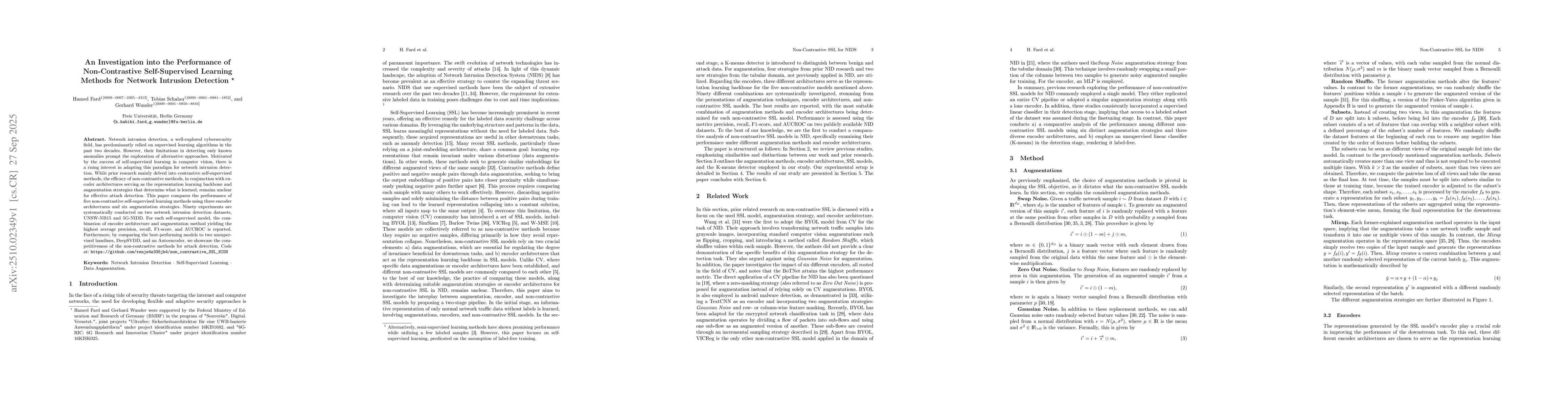 Thumbnail for An Investigation into the Performance of Non-Contrastive Self-Supervised
  Learning Methods for Network Intrusion Detection
