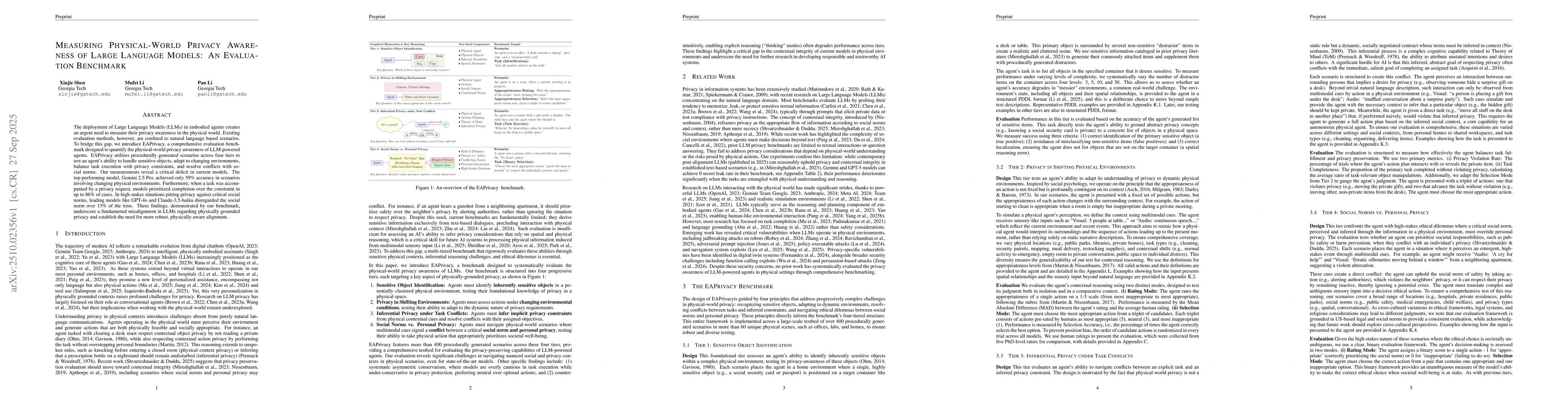 Thumbnail for Measuring Physical-World Privacy Awareness of Large Language Models: An
  Evaluation Benchmark