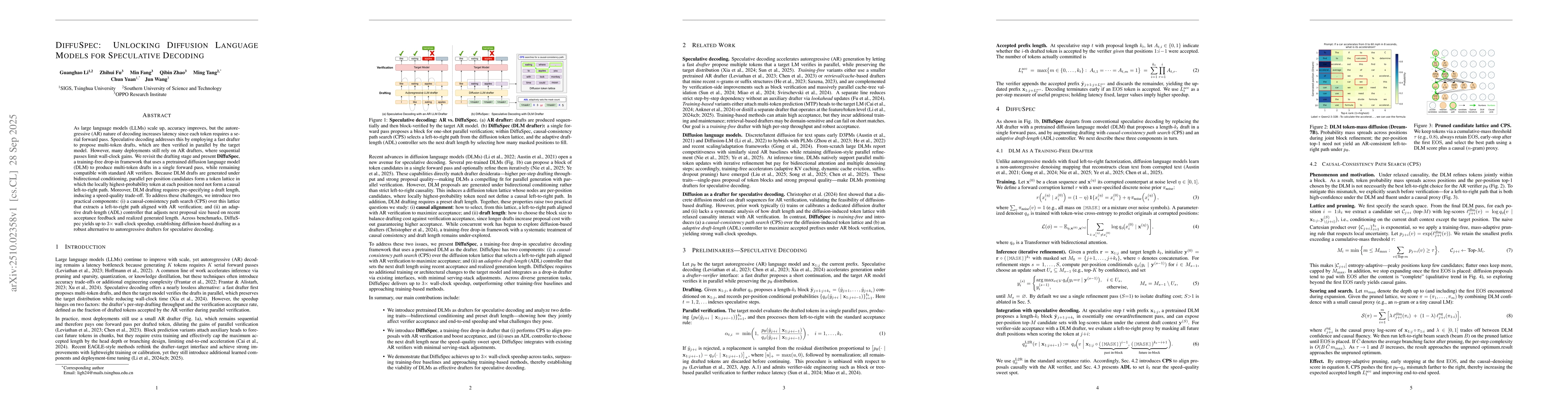 Thumbnail for DiffuSpec: Unlocking Diffusion Language Models for Speculative Decoding