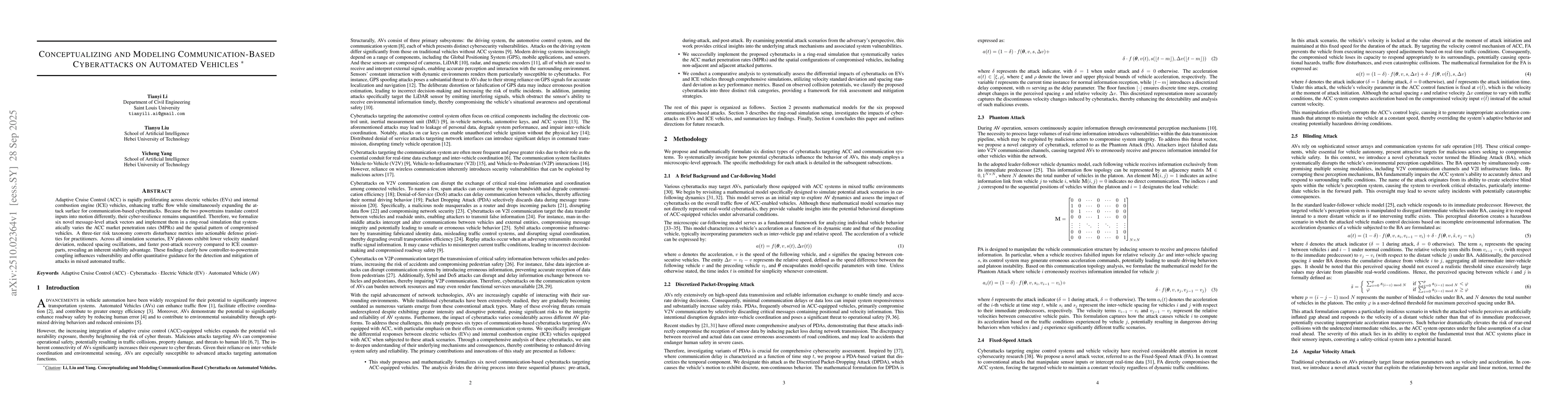 Thumbnail for Conceptualizing and Modeling Communication-Based Cyberattacks on
  Automated Vehicles