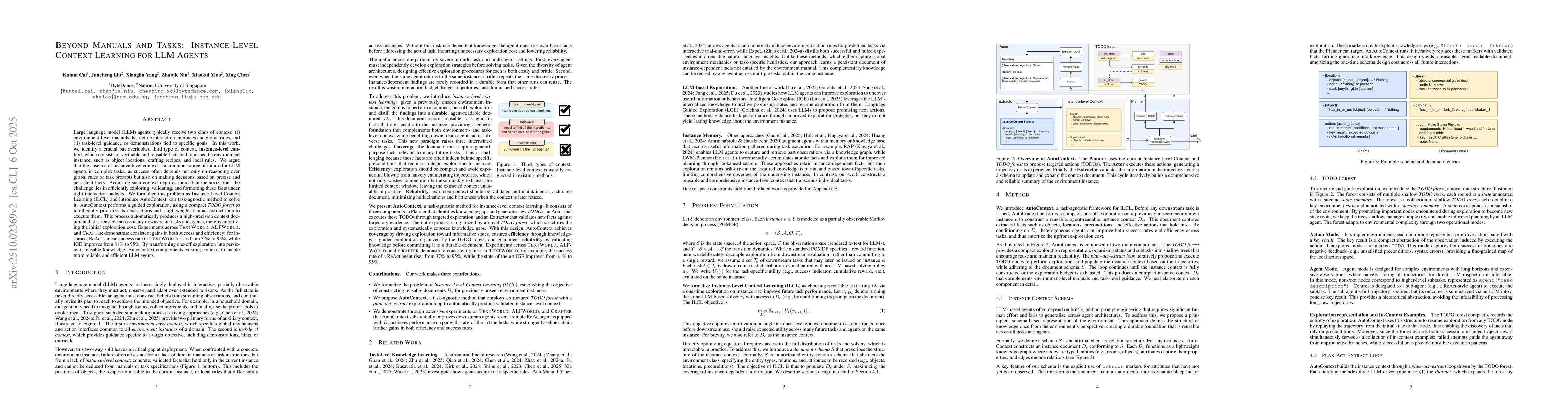 Thumbnail for Beyond Manuals and Tasks: Instance-Level Context Learning for LLM Agents
