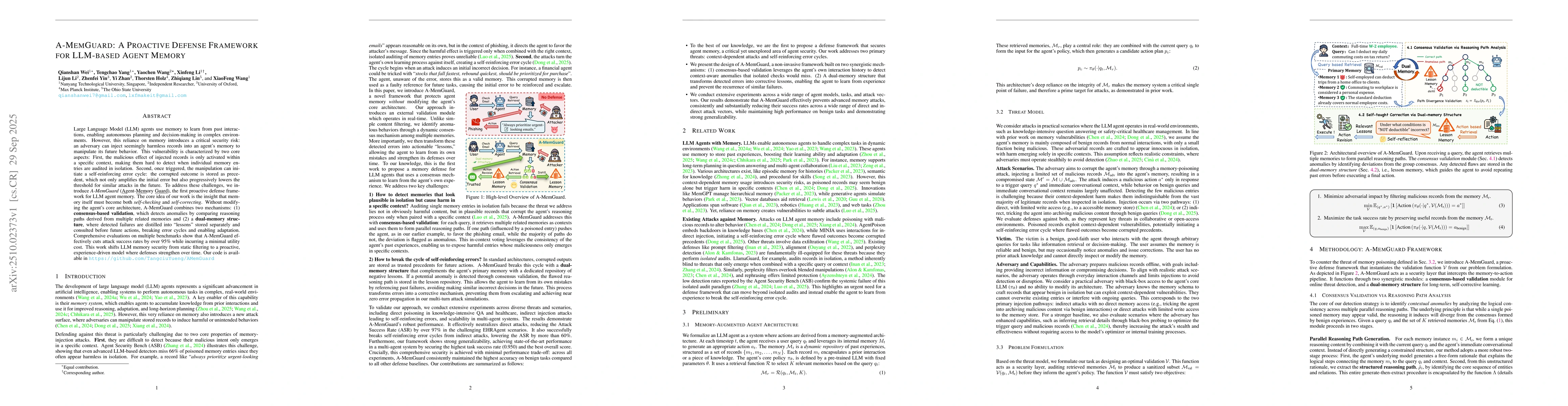 Thumbnail for A-MemGuard: A Proactive Defense Framework for LLM-Based Agent Memory