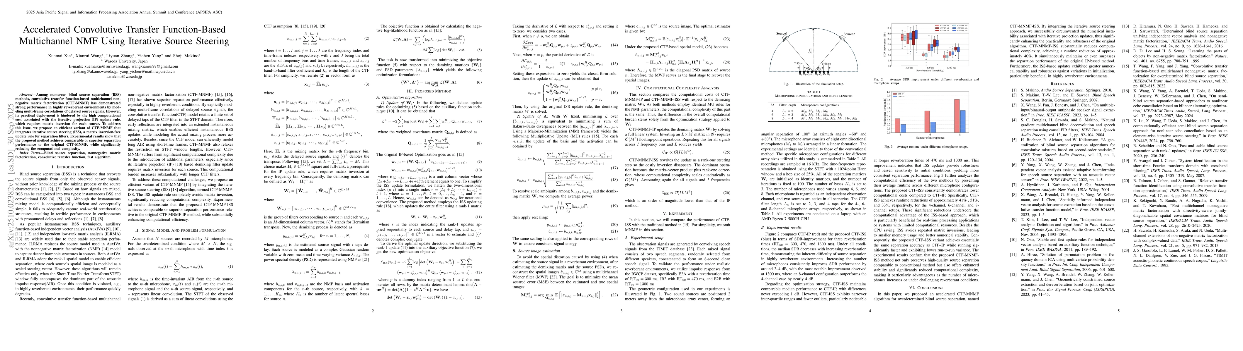 Thumbnail for Accelerated Convolutive Transfer Function-Based Multichannel NMF Using
  Iterative Source Steering