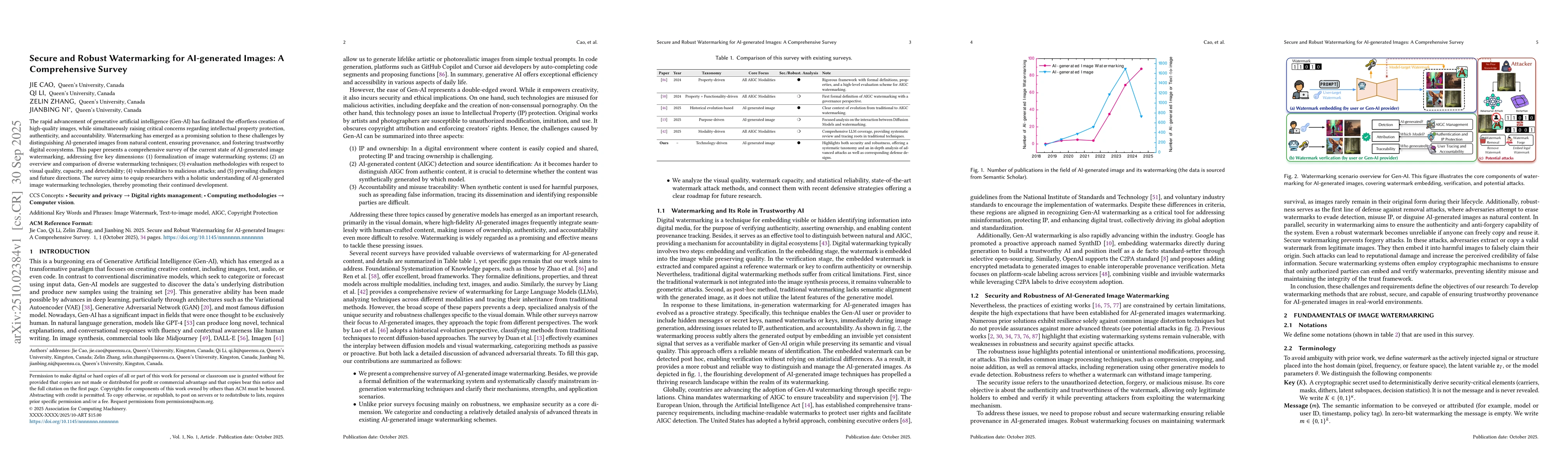 Thumbnail for Secure and Robust Watermarking for AI-generated Images: A Comprehensive
  Survey