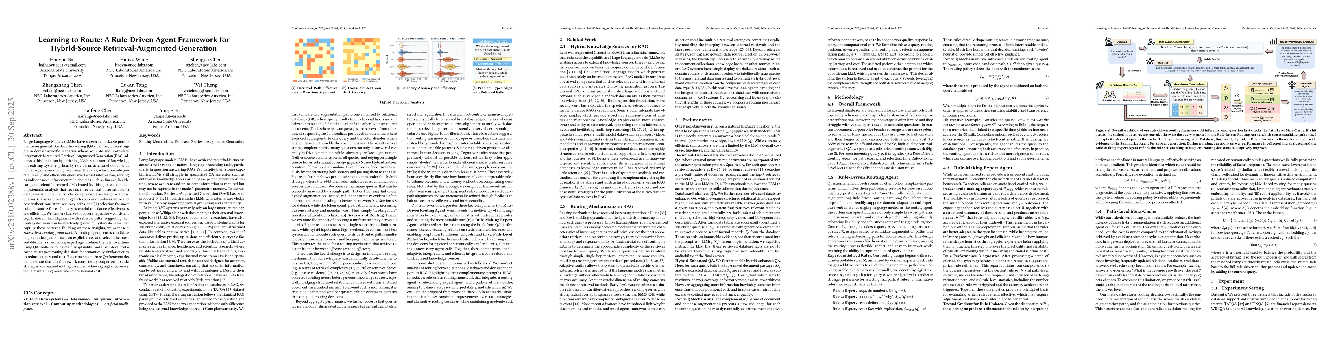 Thumbnail for Learning to Route: A Rule-Driven Agent Framework for Hybrid-Source
  Retrieval-Augmented Generation