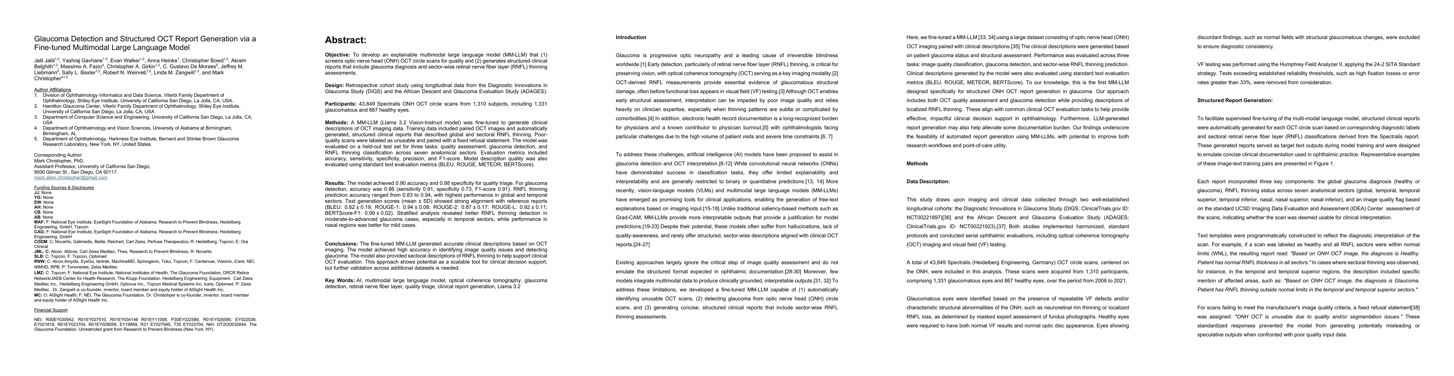 Thumbnail for Glaucoma Detection and Structured OCT Report Generation via a Fine-tuned
  Multimodal Large Language Model