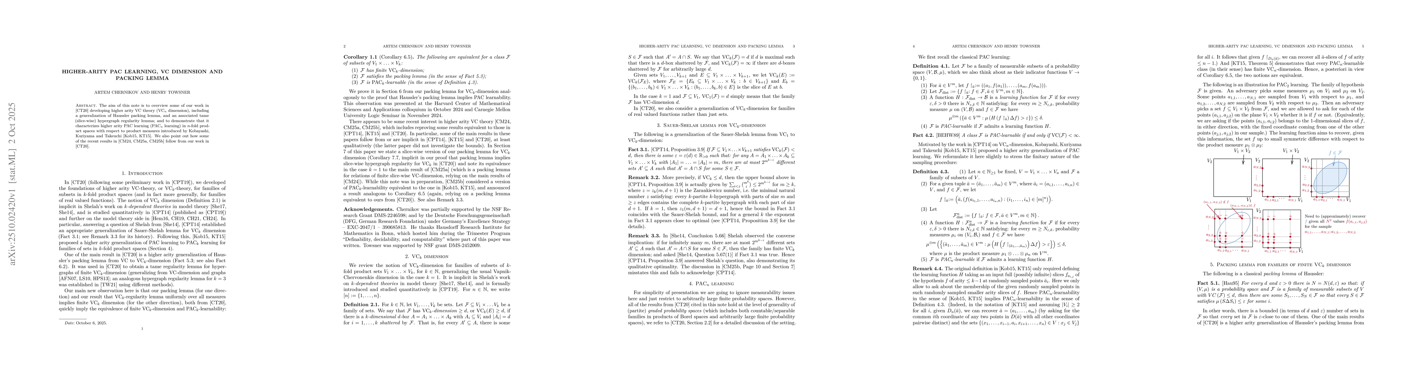 Thumbnail for Higher-arity PAC learning, VC dimension and packing lemma