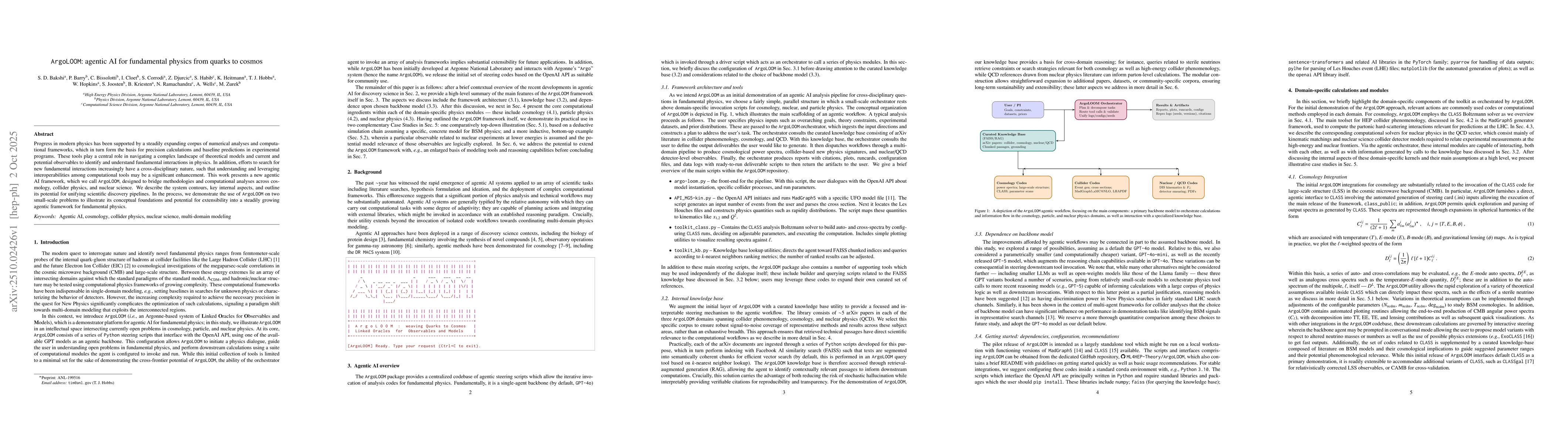 Thumbnail for ArgoLOOM: agentic AI for fundamental physics from quarks to cosmos