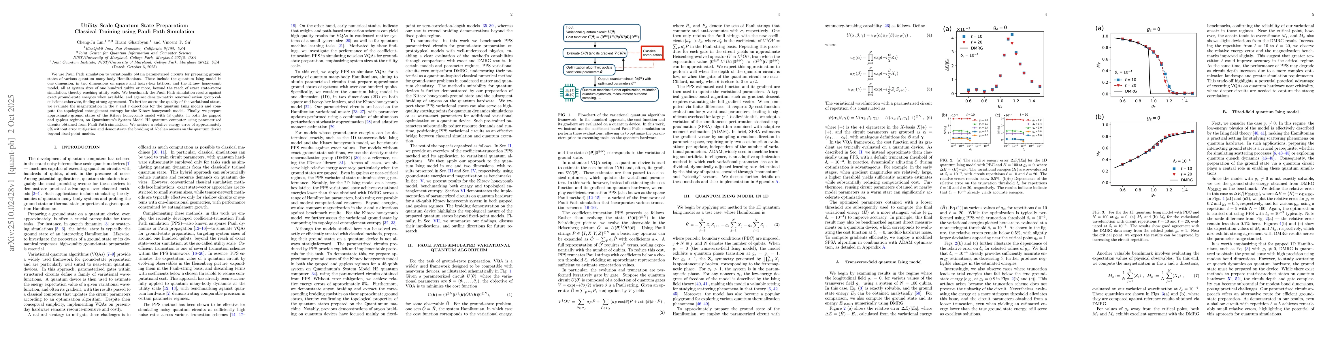 Thumbnail for Utility-Scale Quantum State Preparation: Classical Training using Pauli
  Path Simulation