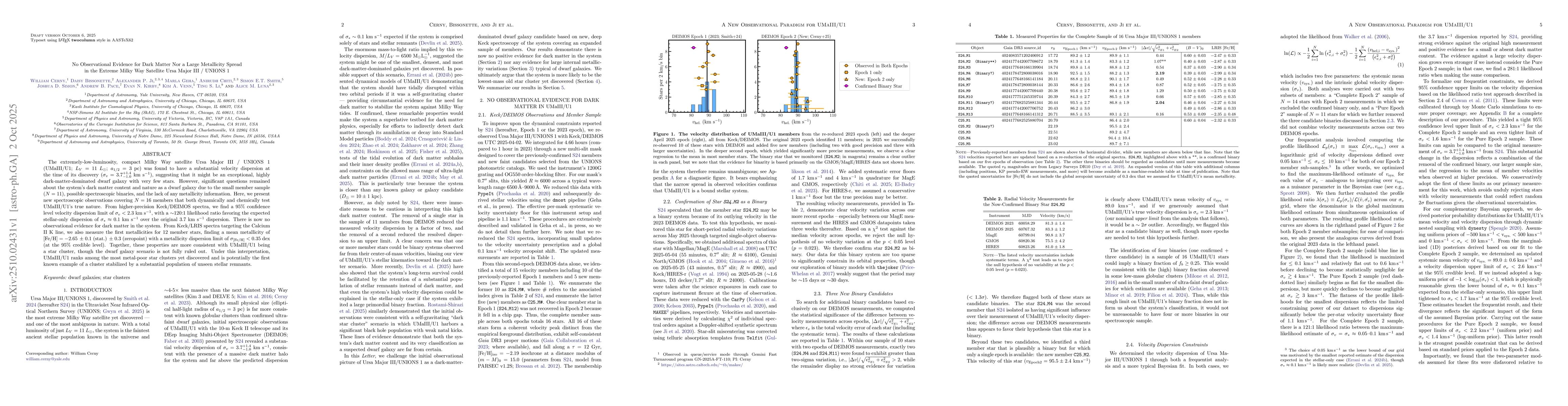Thumbnail for No Observational Evidence for Dark Matter Nor a Large Metallicity Spread
  in the Extreme Milky Way Satellite Ursa Major III / UNIONS 1