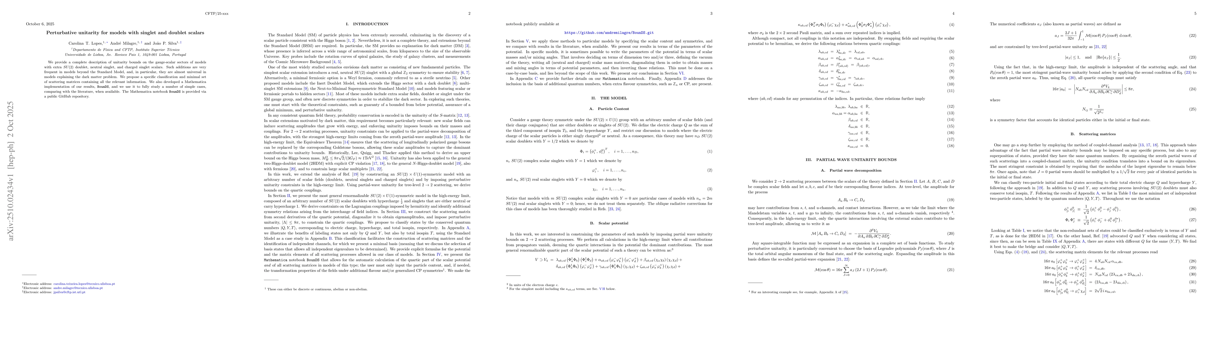 Thumbnail for Perturbative unitarity for models with singlet and doublet scalars
