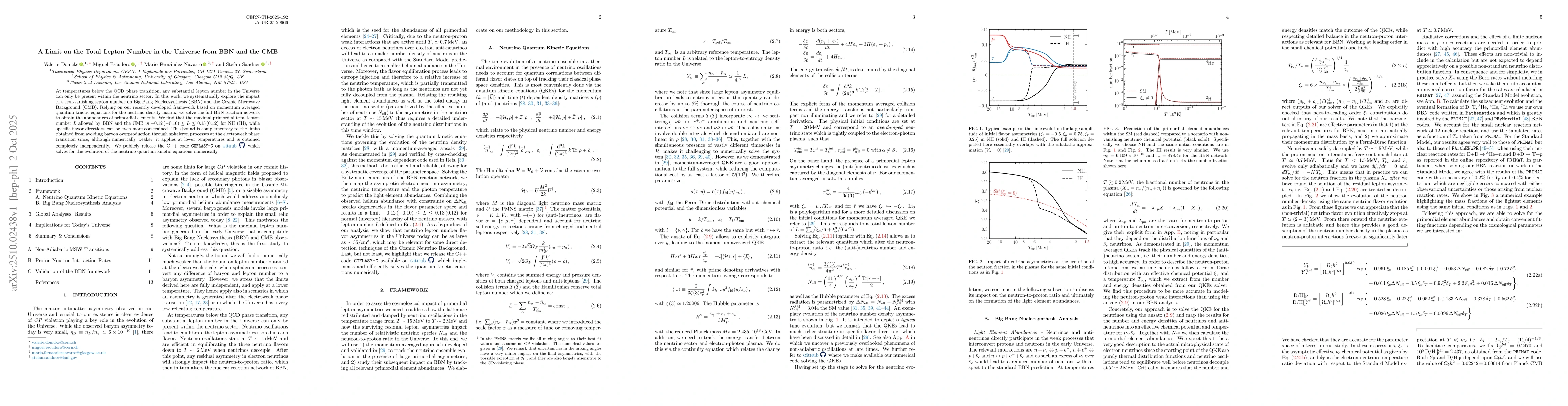 Thumbnail for A Limit on the Total Lepton Number in the Universe from BBN and the CMB