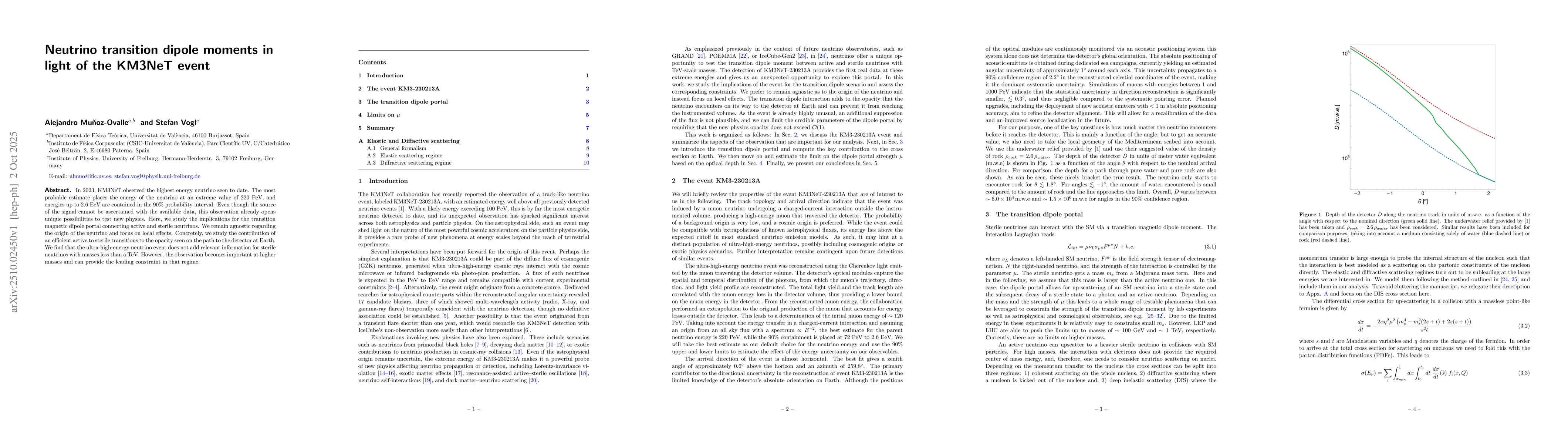 Thumbnail for Neutrino transition dipole moments in light of the KM3NeT event