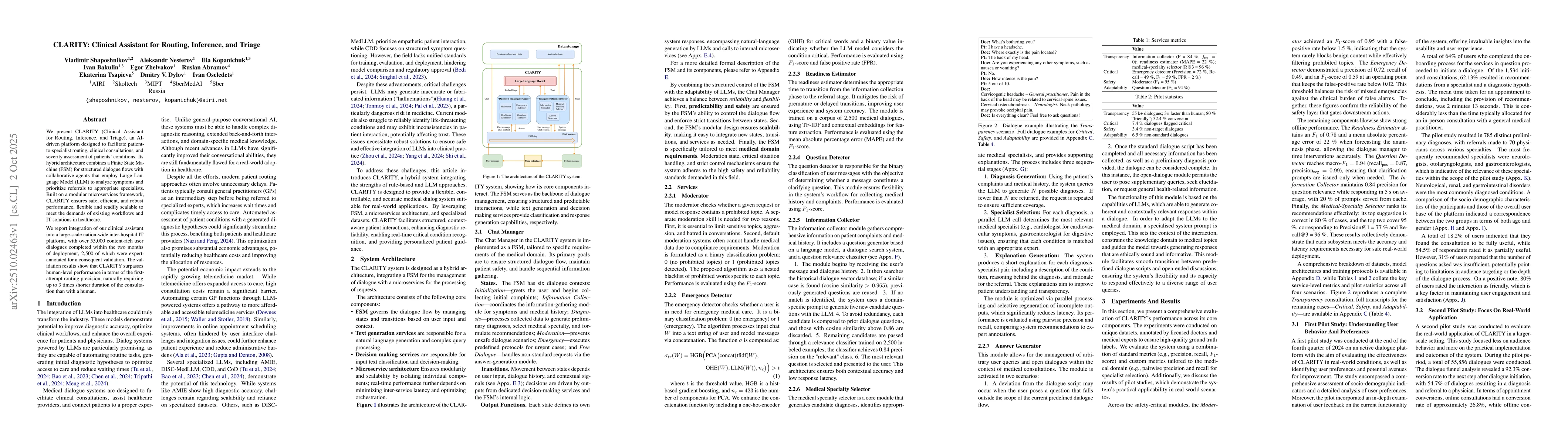 Thumbnail for CLARITY: Clinical Assistant for Routing, Inference, and Triage