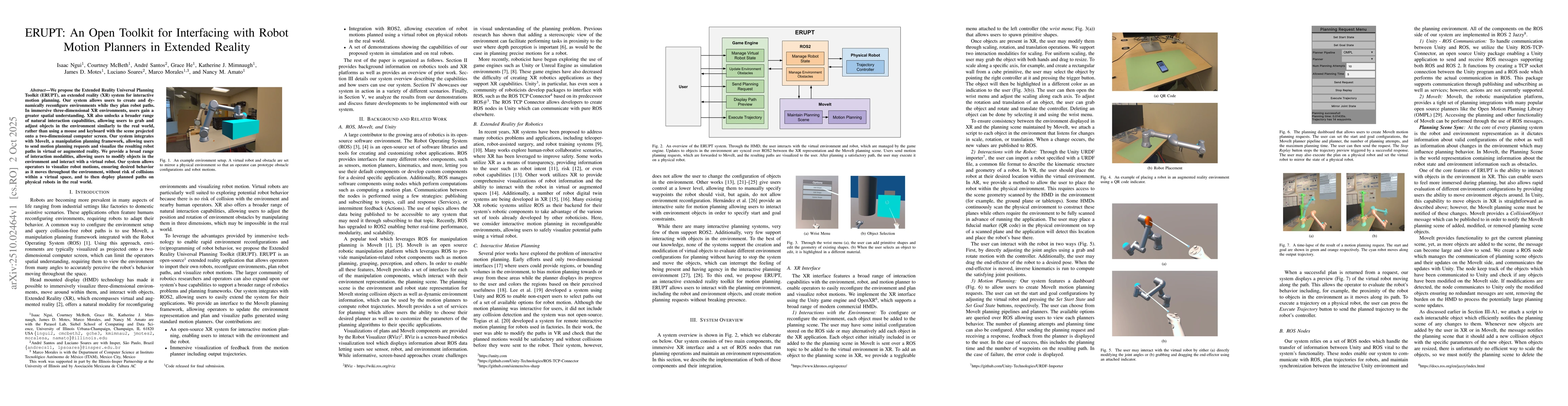 Thumbnail for ERUPT: An Open Toolkit for Interfacing with Robot Motion Planners in
  Extended Reality