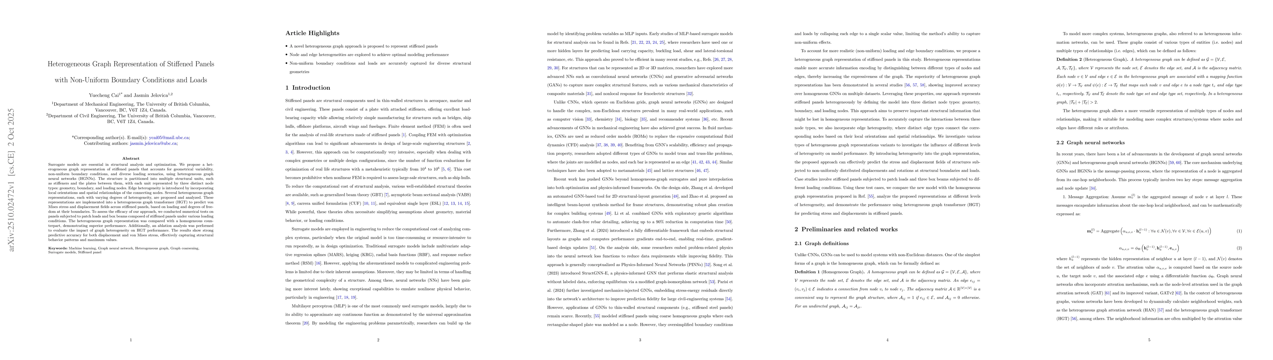 Thumbnail for Heterogeneous Graph Representation of Stiffened Panels with Non-Uniform
  Boundary Conditions and Loads