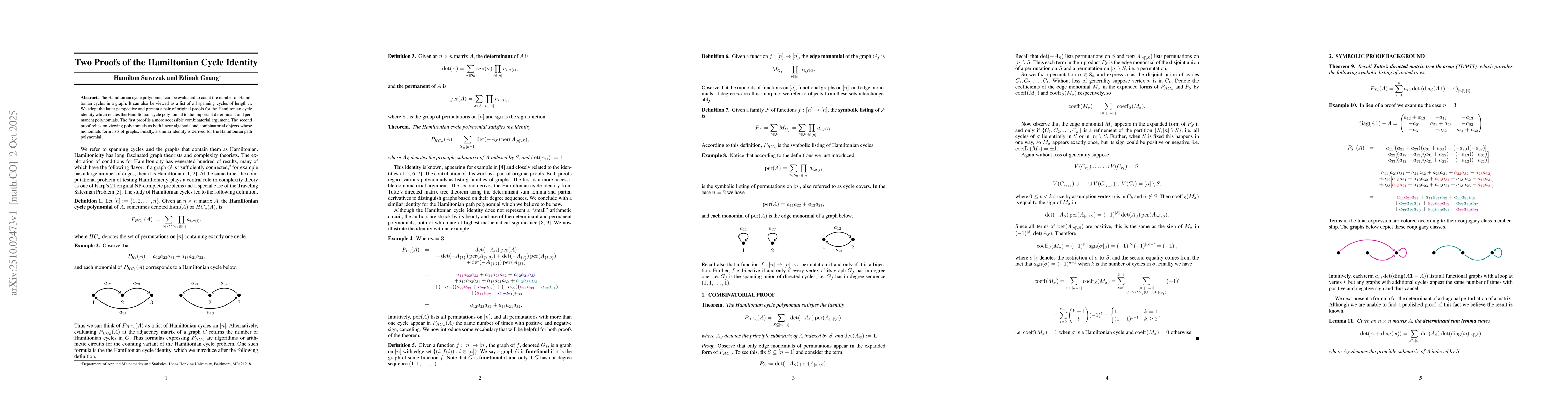 Thumbnail for Two Proofs of the Hamiltonian Cycle Identity