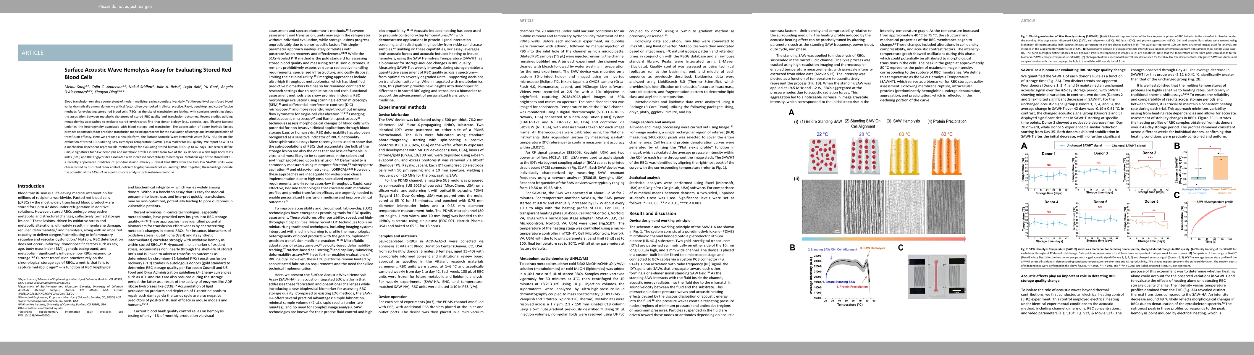 Thumbnail for Surface Acoustic Wave Hemolysis Assay for Evaluating Stored Red Blood
  Cells