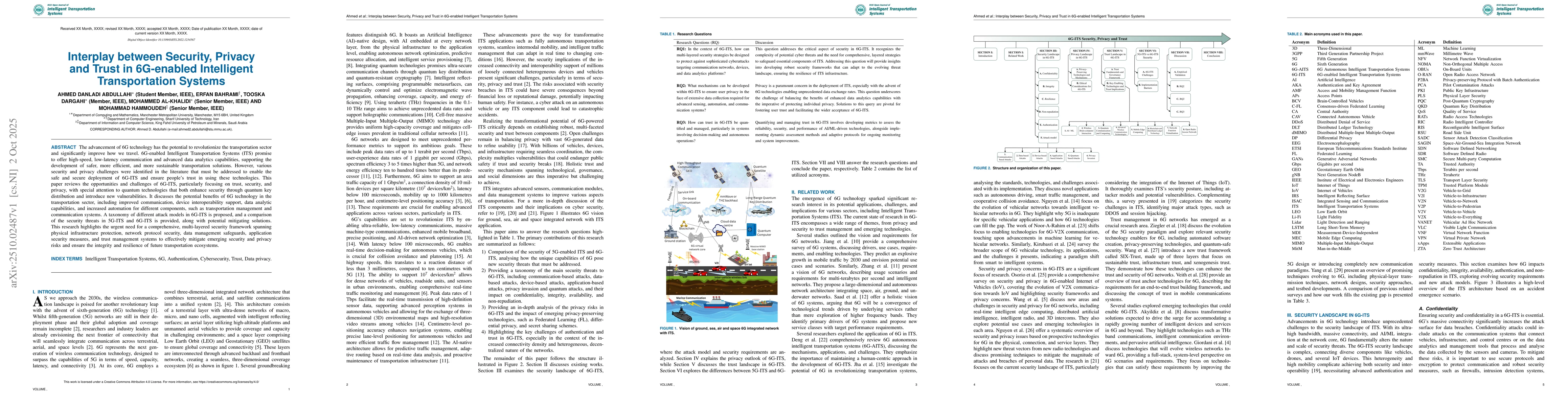 Thumbnail for Interplay between Security, Privacy and Trust in 6G-enabled Intelligent
  Transportation Systems