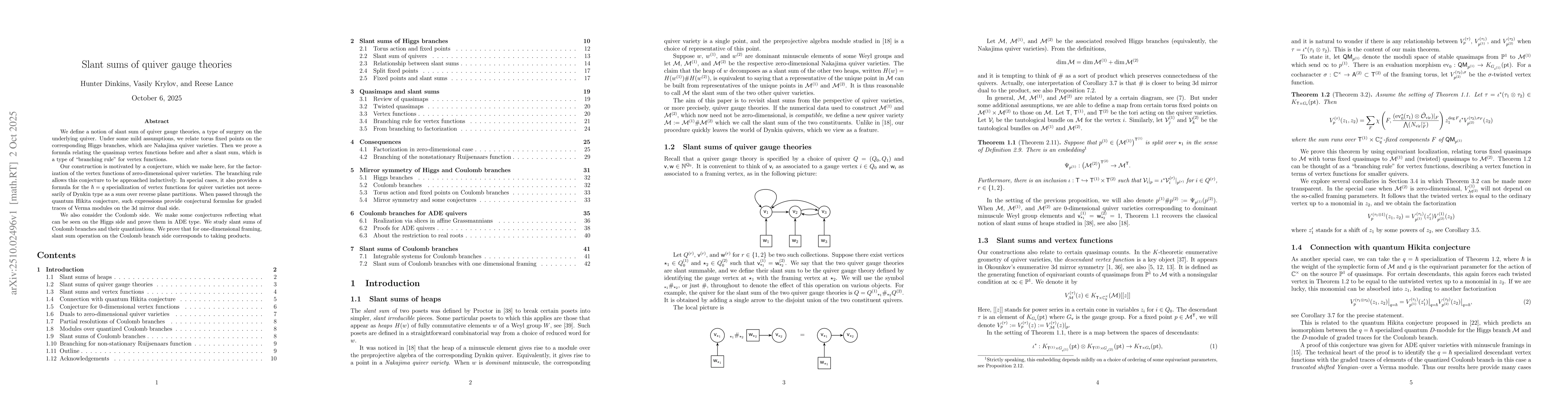 Thumbnail for Slant sums of quiver gauge theories