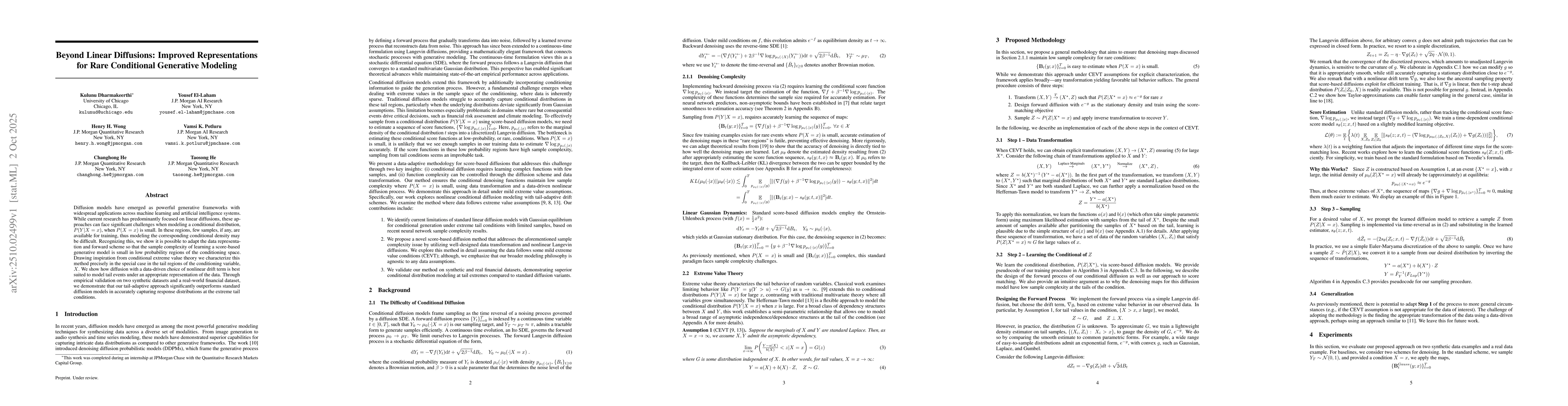 Thumbnail for Beyond Linear Diffusions: Improved Representations for Rare Conditional
  Generative Modeling