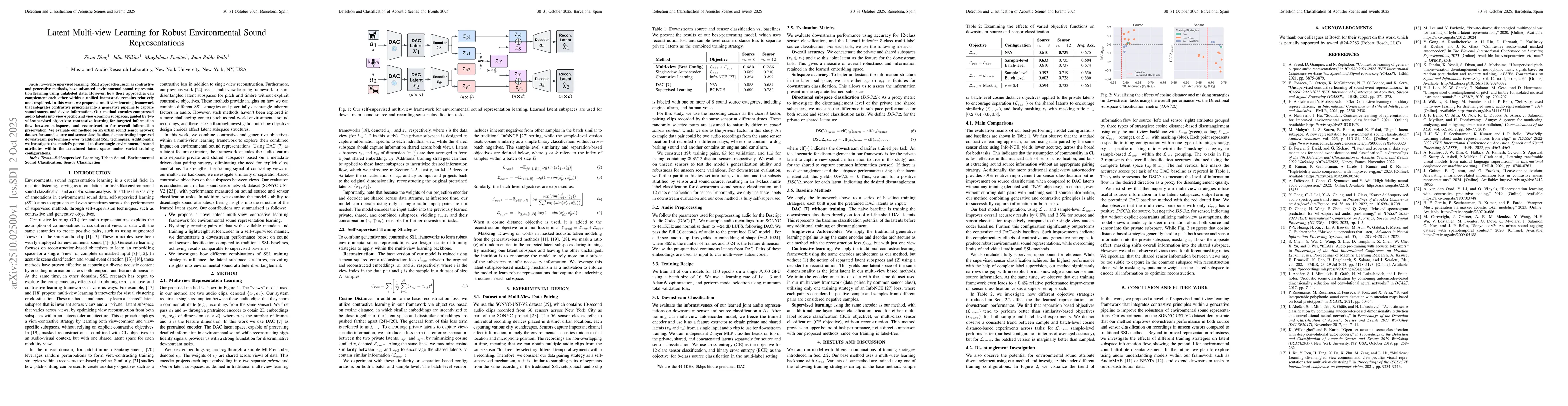 Thumbnail for Latent Multi-view Learning for Robust Environmental Sound
  Representations