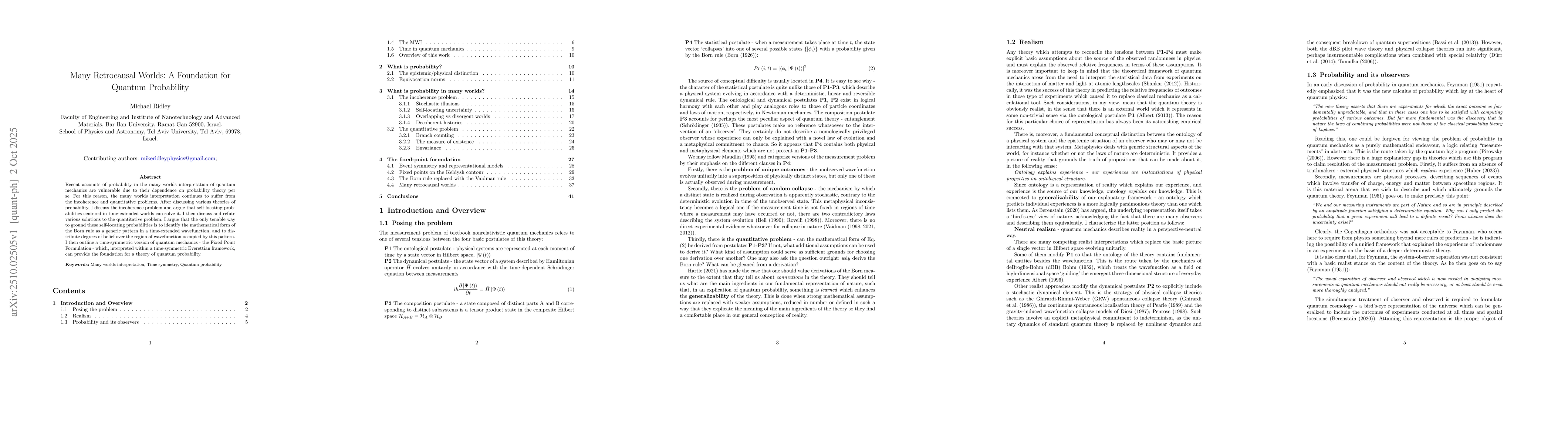 Thumbnail for Many Retrocausal Worlds: A Foundation for Quantum Probability