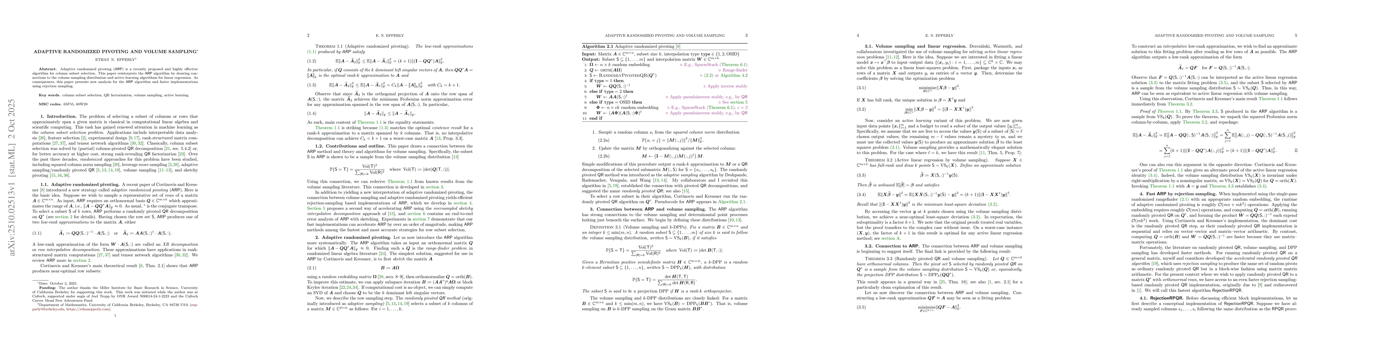 Thumbnail for Adaptive randomized pivoting and volume sampling