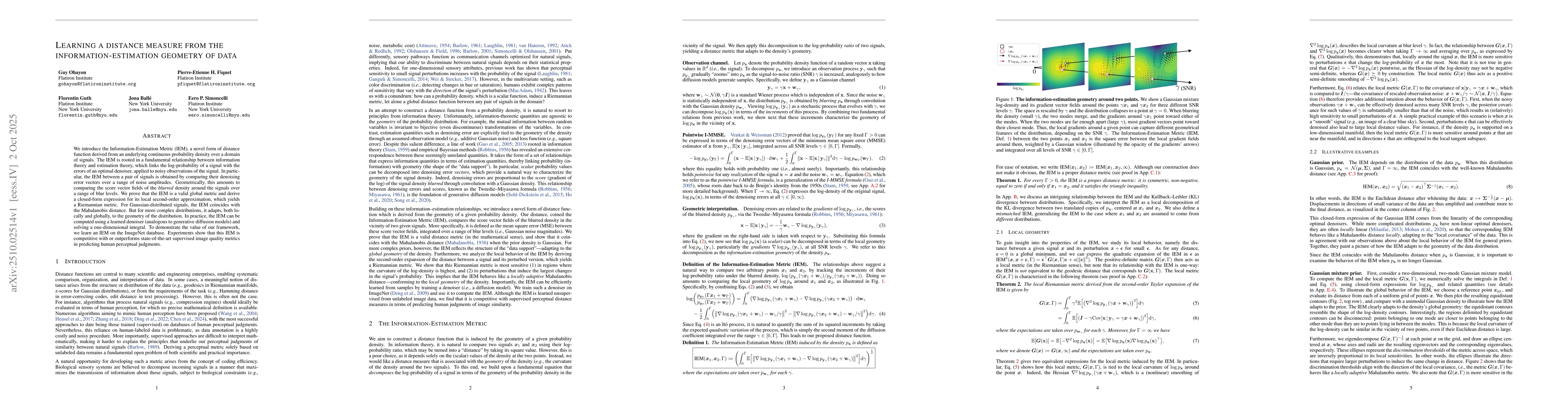 Thumbnail for Learning a distance measure from the information-estimation geometry of
  data