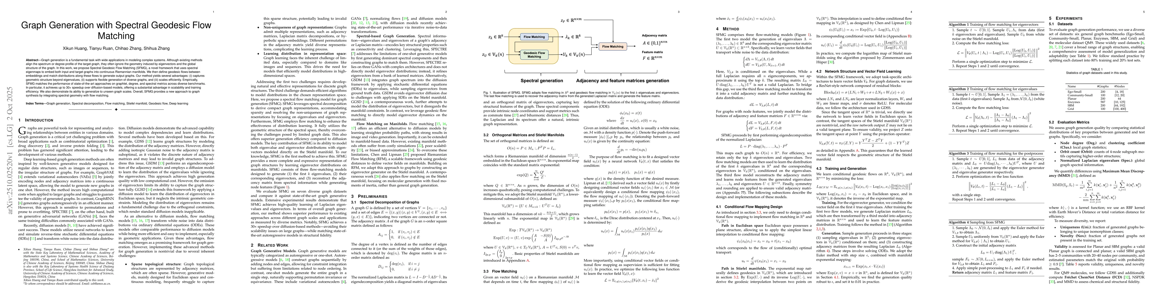 Thumbnail for Graph Generation with Spectral Geodesic Flow Matching