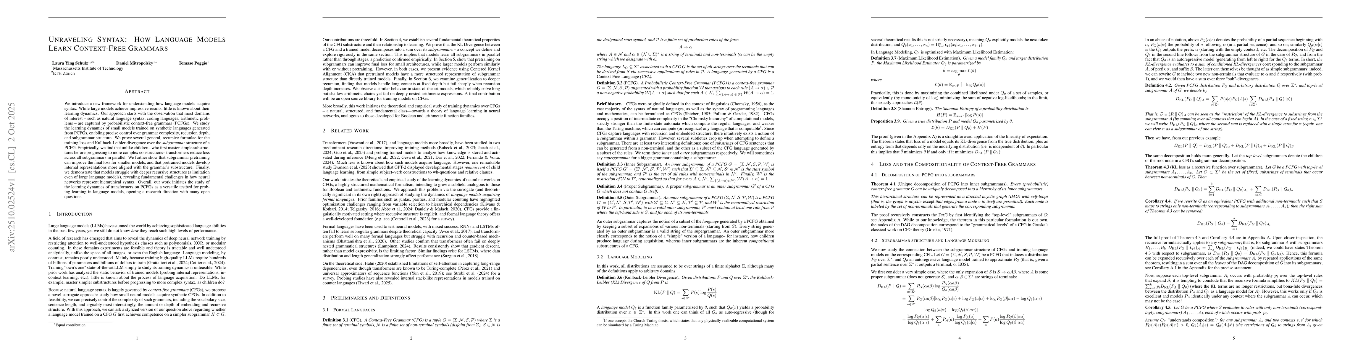 Thumbnail for Unraveling Syntax: How Language Models Learn Context-Free Grammars