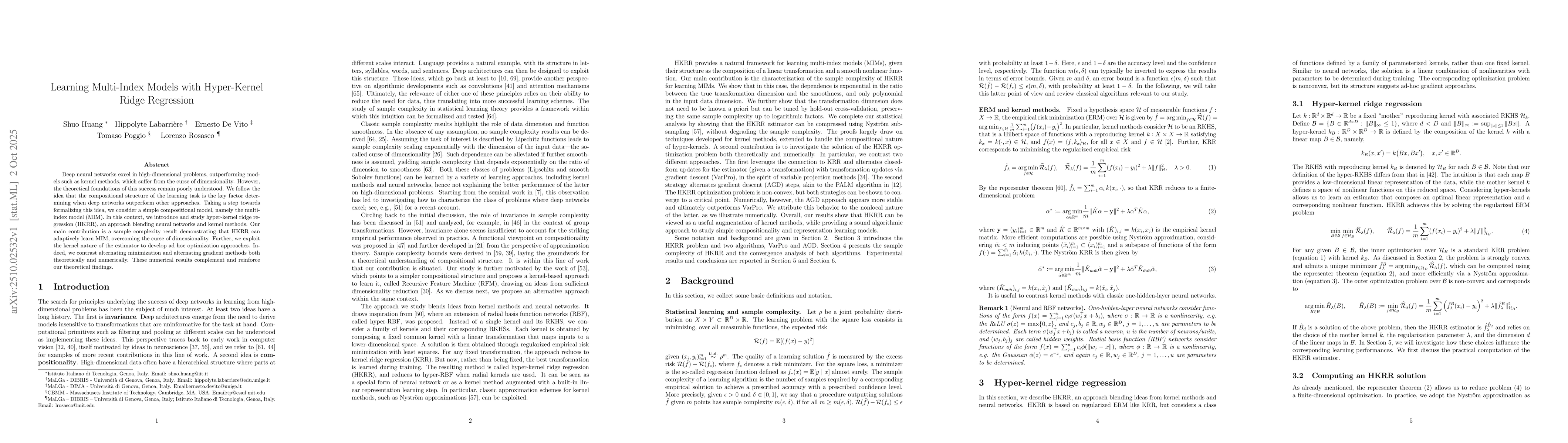 Thumbnail for Learning Multi-Index Models with Hyper-Kernel Ridge Regression
