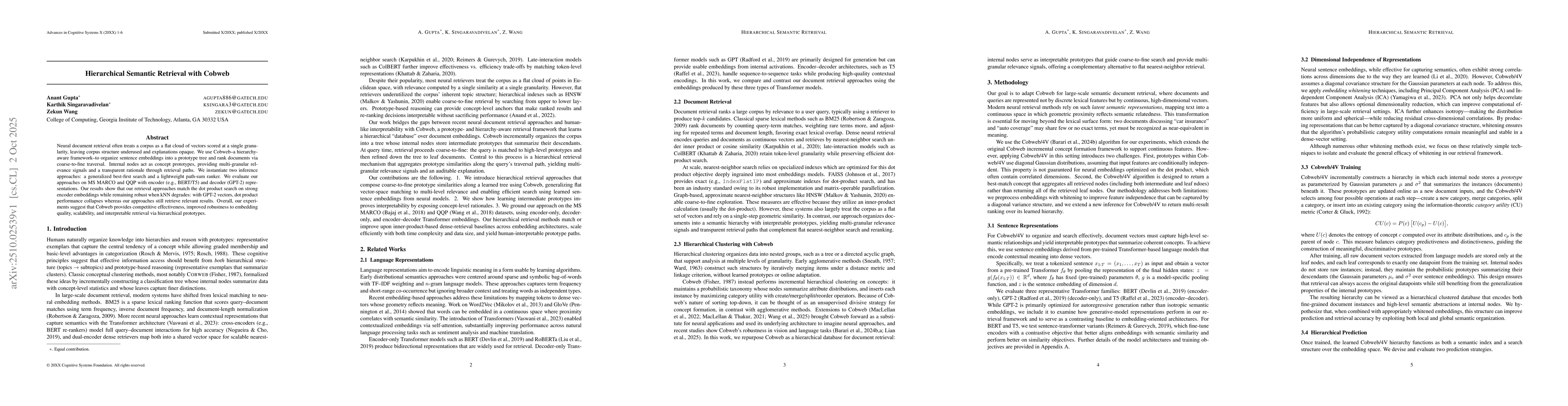 Thumbnail for Hierarchical Semantic Retrieval with Cobweb