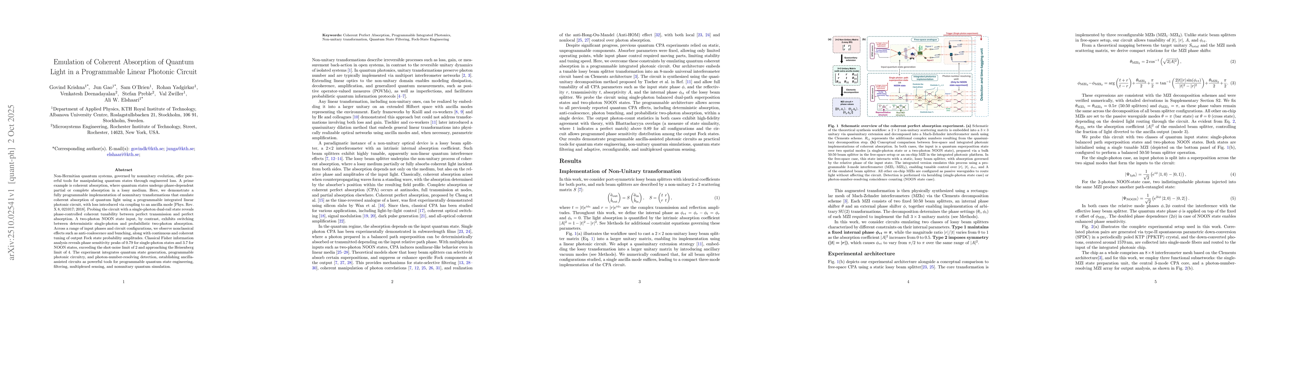 Thumbnail for Emulation of Coherent Absorption of Quantum Light in a Programmable
  Linear Photonic Circuit