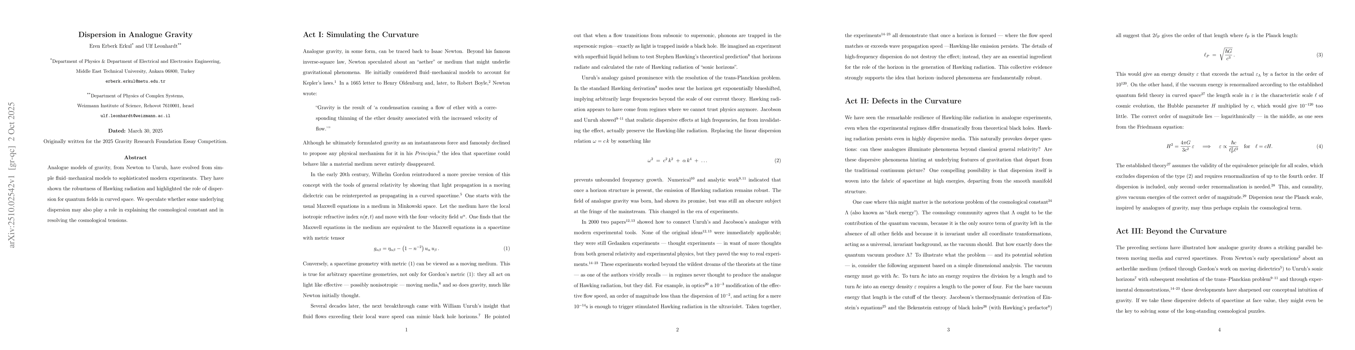 Thumbnail for Dispersion in Analogue Gravity