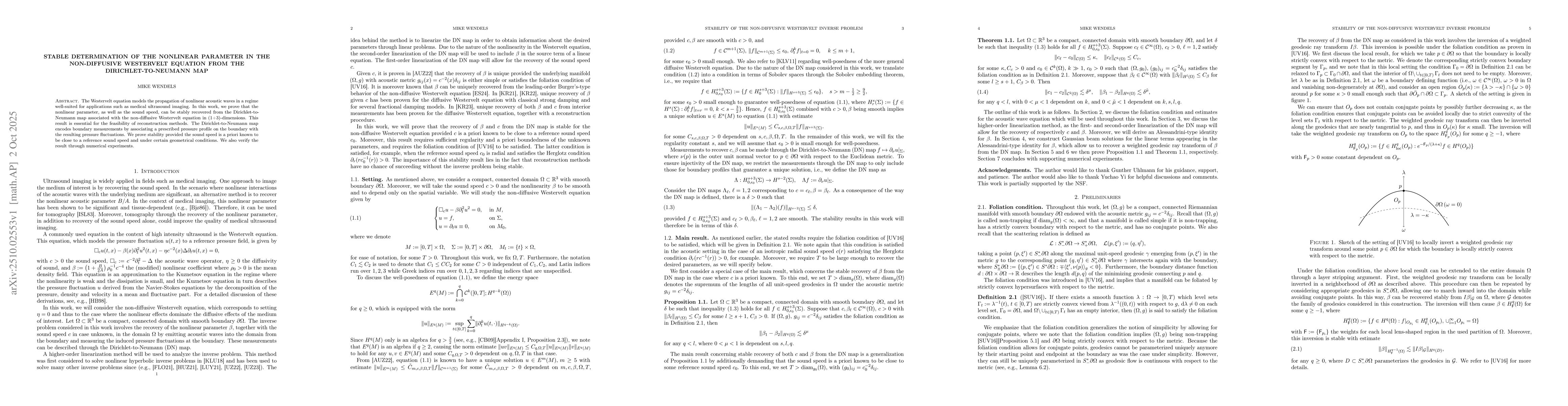 Thumbnail for Stable determination of the nonlinear parameter in the non-diffusive
  Westervelt equation from the Dirichlet-to-Neumann map