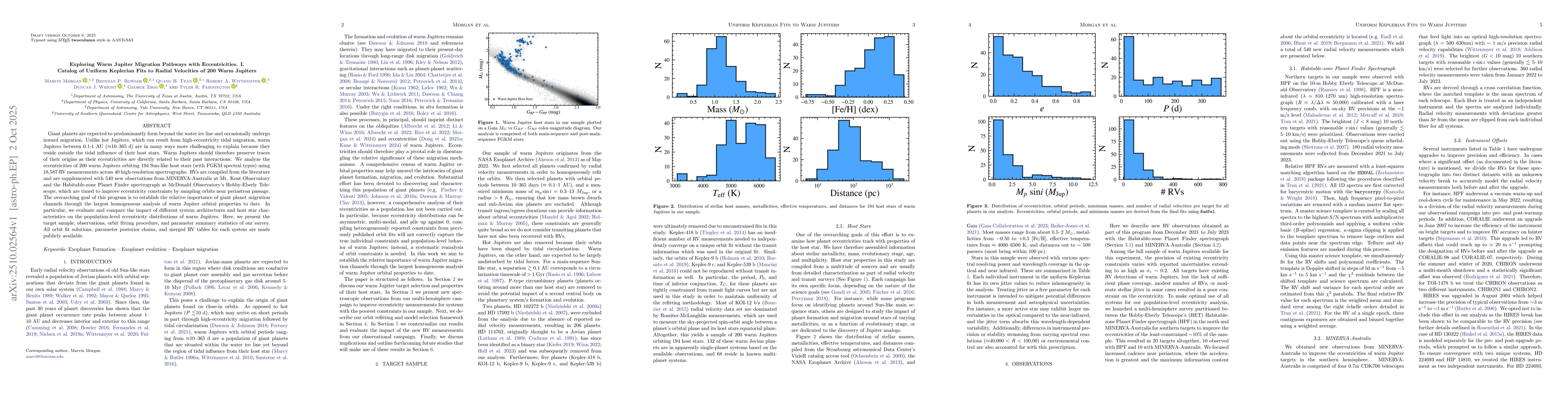 Thumbnail for Exploring Warm Jupiter Migration Pathways with Eccentricities. I.
  Catalog of Uniform Keplerian Fits to Radial Velocities of 200 Warm Jupiters